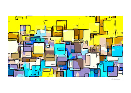 geometric graffiti square pattern abstract in yellow blue