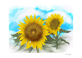 hand painting sunflowers