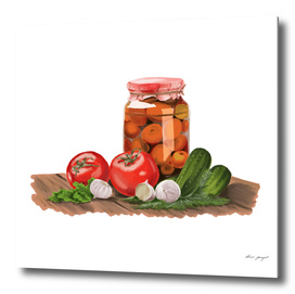 jar pickle mix hand painting