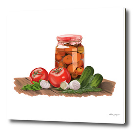 jar pickle mix hand painting