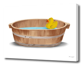 Old Wooden Bath Hand Painting