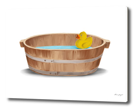 Old Wooden Bath Hand Painting