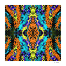 psychedelic graffiti drawing abstract in orange yellow blue
