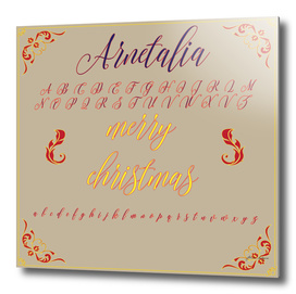 MERRY CHRISTMAS hand lettering calligraphic brush fon