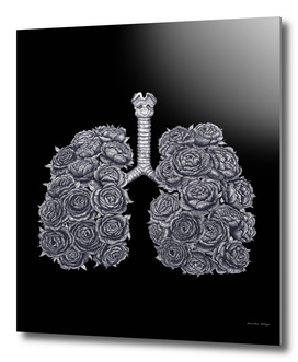 Lungs with peonies on black