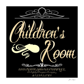 Font Script Typeface Children's Room vintage script f