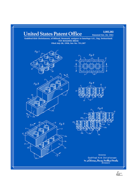 Toy Building Brick Patent - Blueprint