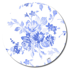 Blue Flowers - Floral Pattern Art