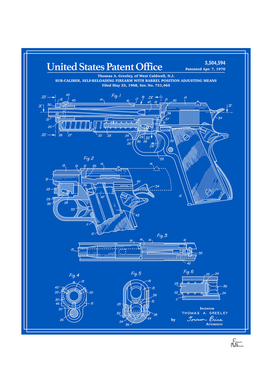 Colt 1911 Handgun Patent - Blueprint