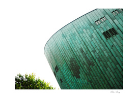 small green // metal facade