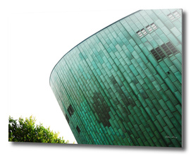 small green // metal facade