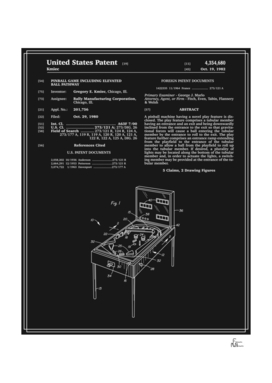 Pinball Machine Patent - Black