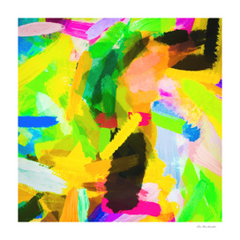 psychedelic splash painting abstract in green yellow pink