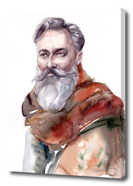 Man's portrait of a bearded man in a stole