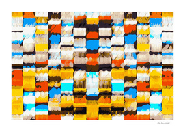 square pattern graffiti abstract in yellow brown blue orange
