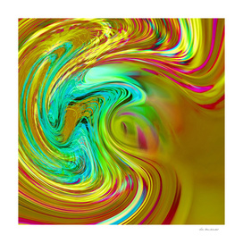 psychedelic graffiti painting abstract in yellow blue pink