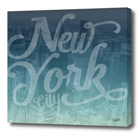 New York City typography blue edition square