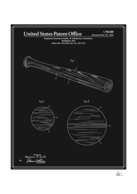 Baseball Bat Patent - Black