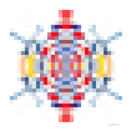 geometric square pattern pixel abstract in blue red yellow