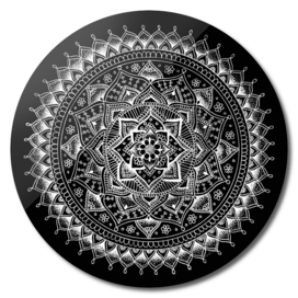 White flower Mandala on Black