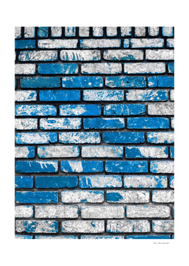 brick wall background in blue and white