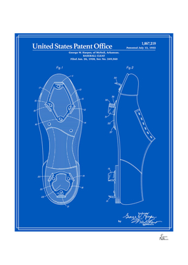 Baseball Cleat Patent - Blueprint