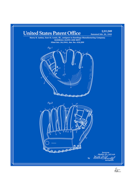 Baseball Glove Patent - Blueprint