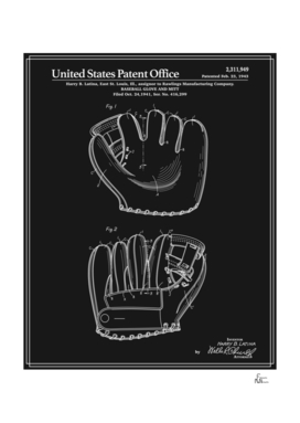 Baseball Glove Patent - Black