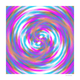 psychedelic circle pattern painting abstract in pink orange