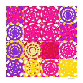 graffiti circle pattern abstract in pink yellow and purple