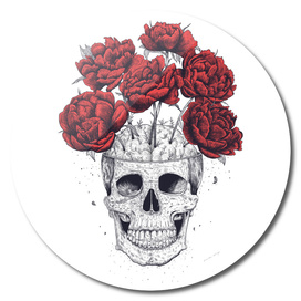 Skull with peonies