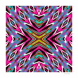 psychedelic geometric graffiti abstract in pink blue yellow