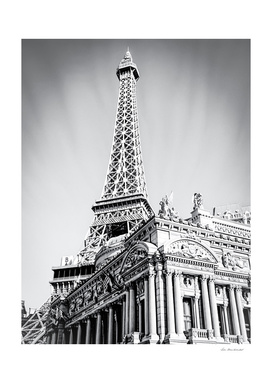 Eiffel towerP at Las Vegas, USA in black and white