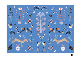 Blue folk pattern