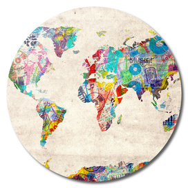 world map music collage