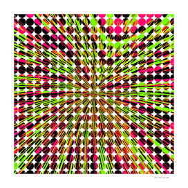 geometric circle abstract pattern in green and pink