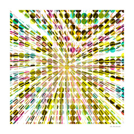 geometric circle abstract pattern in yellow pink blue