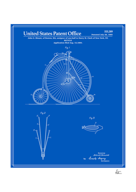 High Wheel Bicycle Patent - Blueprint