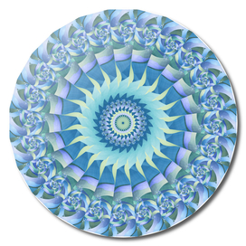 Turquoise Blade Fractal Kaleidoscope Mandala