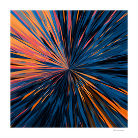 psychedelic splash painting abstract pattern in orange blue