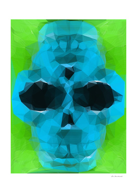 psychedelic skull geometric pattern in blue and green