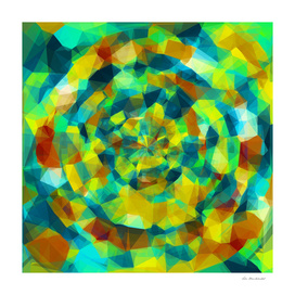 psychedelic geometric polygon abstract in blue yellow brown