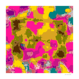 psychedelic geometric painting abstract in pink yellow brown