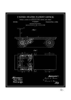 Thomas Edison Automobile Patent - Black