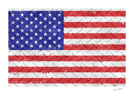 american flag on metal