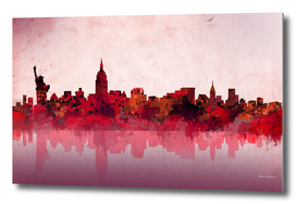new york city skyline red