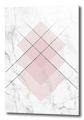 White Marble Scandinavian Geometric Blush Pink Squares
