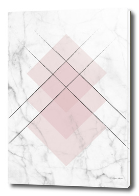 White Marble Scandinavian Geometric Blush Pink Squares