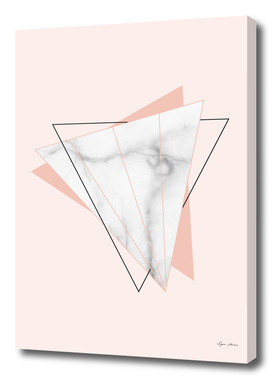 White Marble Geometric Triangle Shapes Salmon Pink