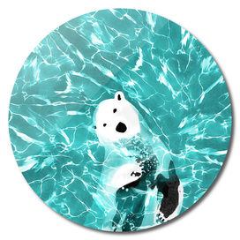 Playful Polar Bear In Turquoise Water Design